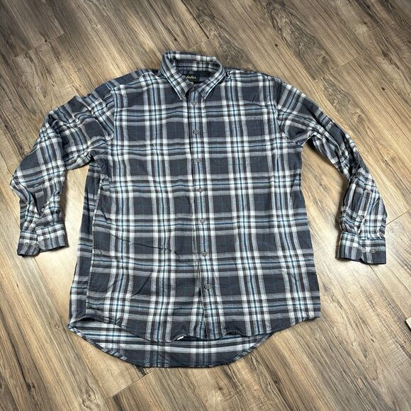 Cabela’s Flannel Shirt Adult XL Tall Plaid Tartan Men’s‎ Outdoor Camping Gray - Picture 1 of 9
